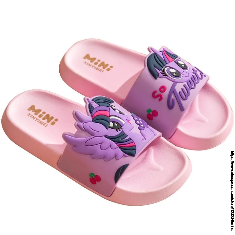 Летняя обувь для маленьких девочек с изображением пони на плоской подошве милыми