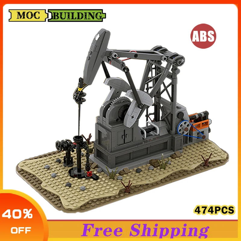 

MOC Excavating Machinery Functioning Oil Pump Jack (Oil Derrick) Building Blocks High-tech Model Bricks Toys For Children Gifts