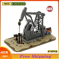 moc excavating machinery functioning oil pump jack oil derrick building blocks high tech model bricks toys for children gifts