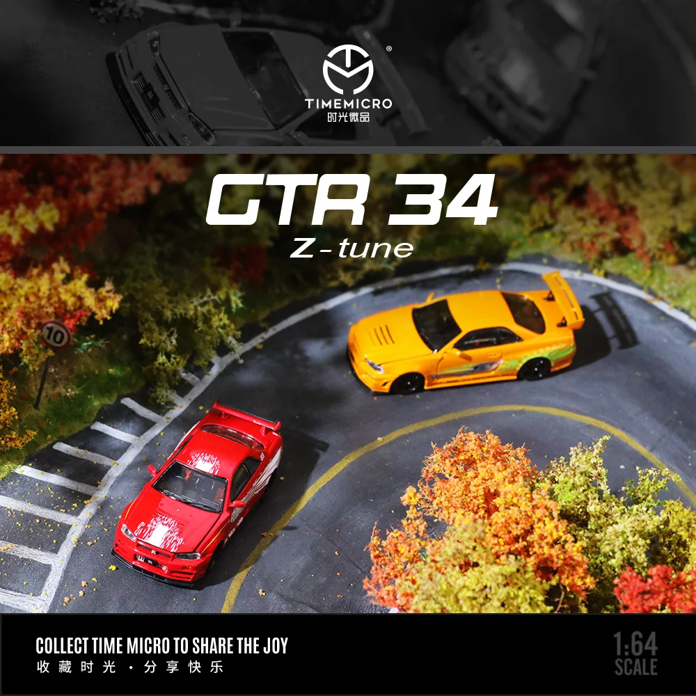 TimeMicro 1:64 GTR34 Красно-оранжевая картина кузова Скорость и страсть Пол Коллекция