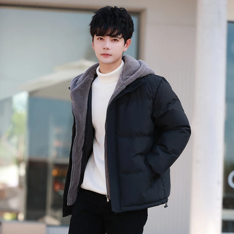New Korean Winter Fashion Versatile Youth Thickened Cotton Dress Men'S Trend Loose Relaxed Warm And Cold Resistant Hooded Coat