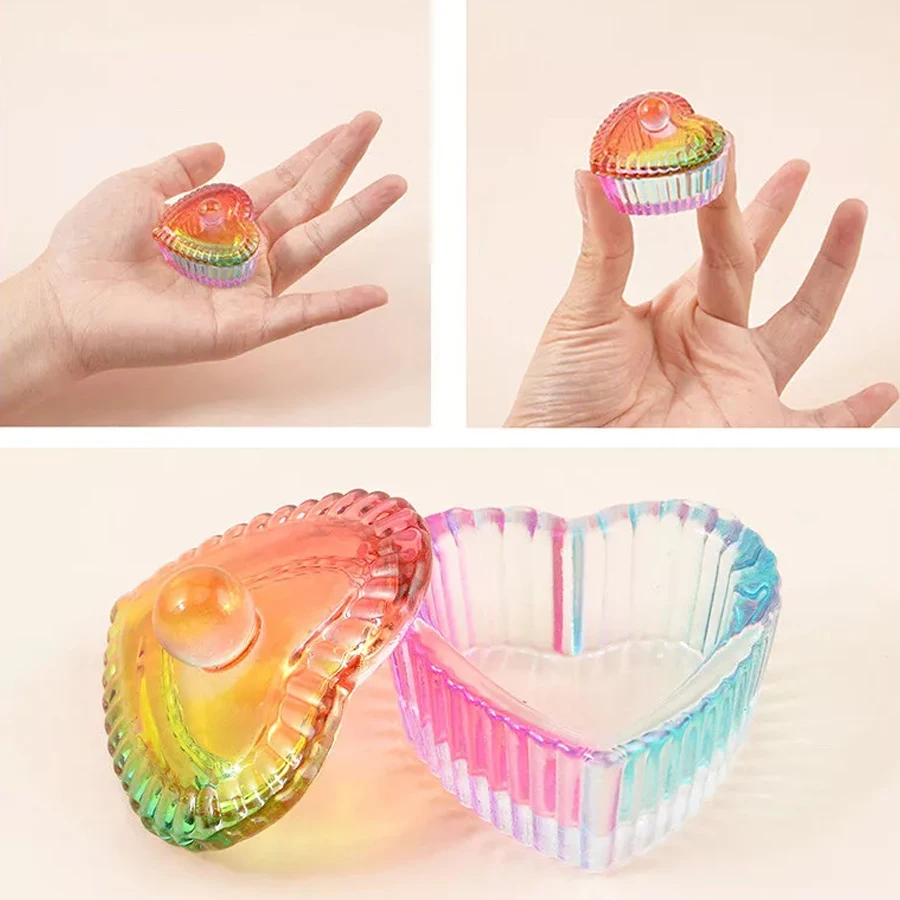 1 шт. красочная глазурь стеклянная тарелка миска в форме сердца с крышкой для