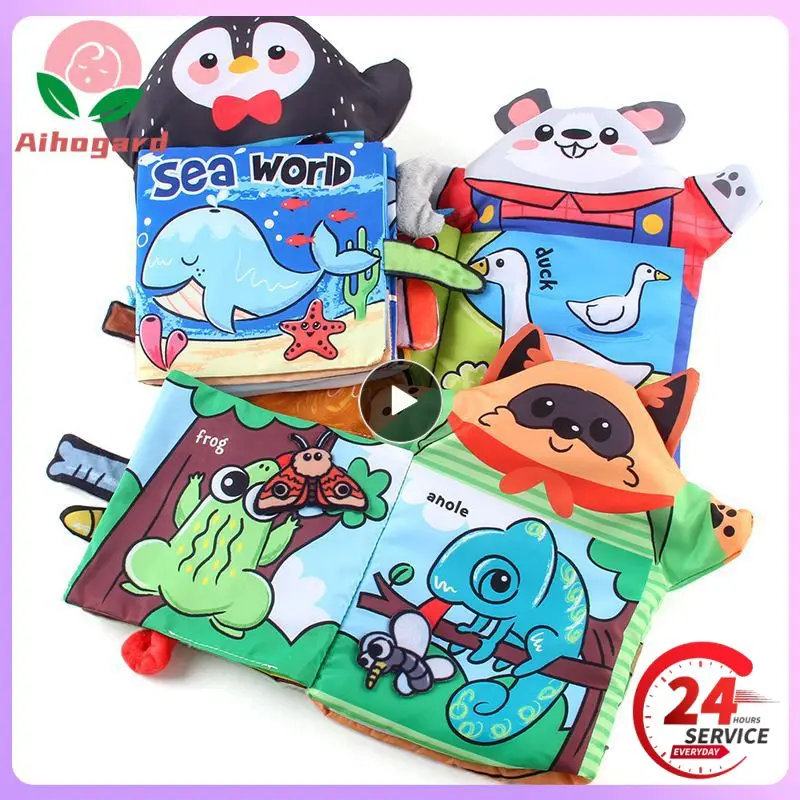 

Infant Early Education Cloth Book Two-in-one Three-dimensional Hand Puppet Cloth Book Tear-proof Animal Tail Palm Book