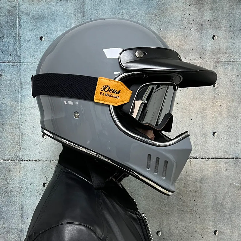 

2022 New Full Face Helmet Motorcycle Leather Lining Casque Korea Japan Chopper Bobble Style Casco Moto Dirt Bike Helmet for Man