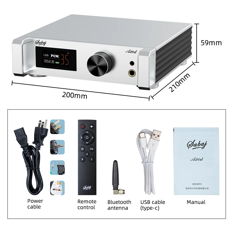 Bluetooth LDAC MQA-CD Audio DAC Sabaj A20d 2022 версия ES9038PRO OPA1612 XU216 Apt-XHD XLR RCA DSD512 поддержка наушников |