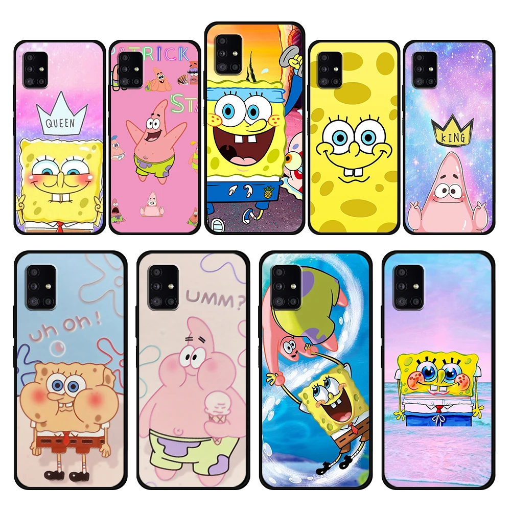 

SpongeBob Bob And Pink Star Cover Case for Samsung Galaxy A53 A73 A12 A52 A51 A32 A21s A50 A71 A72 A31 4G 5G Full Capinha Funda