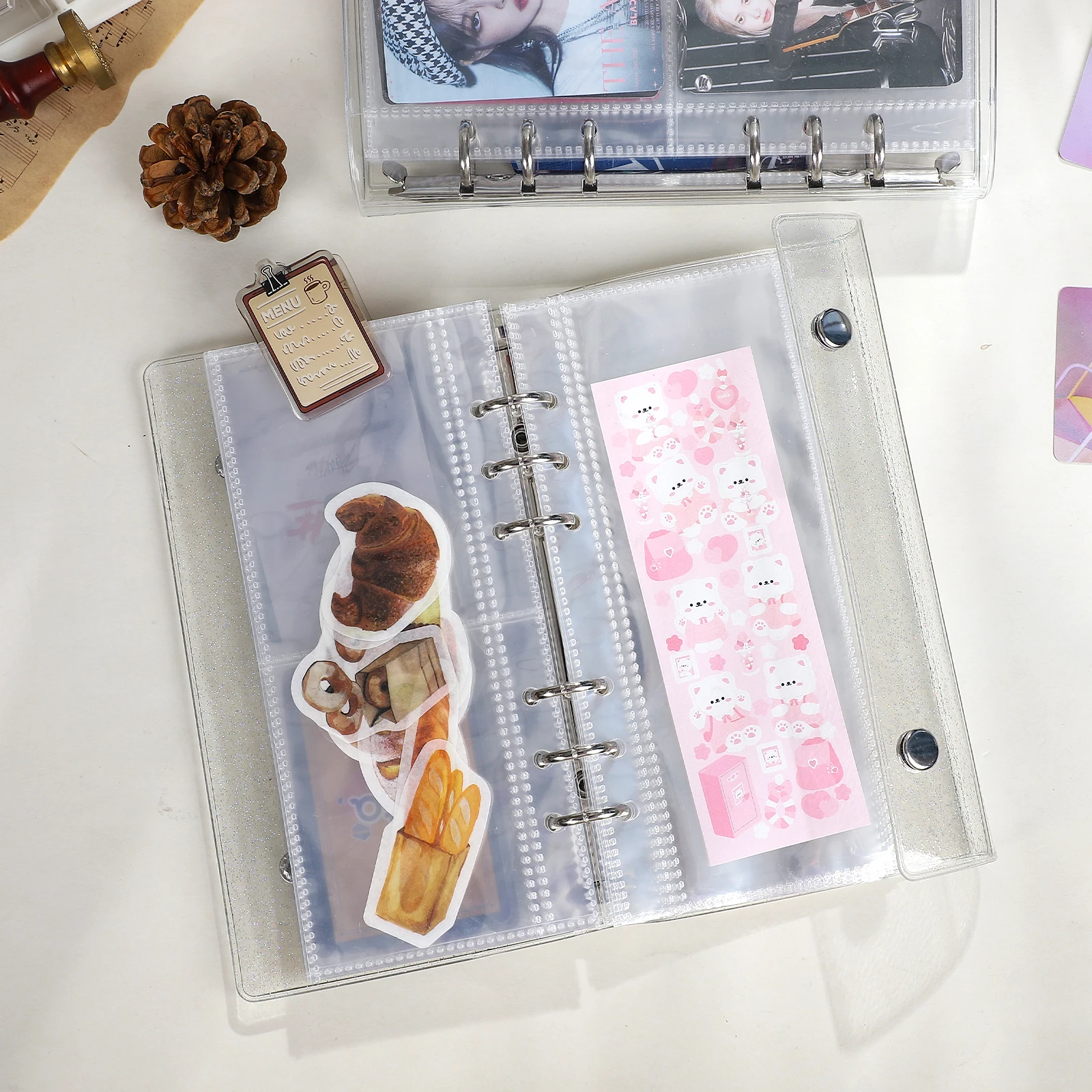 Узкий чехол A6 с двойной кнопкой прозрачная блестящая карточка книга креативный