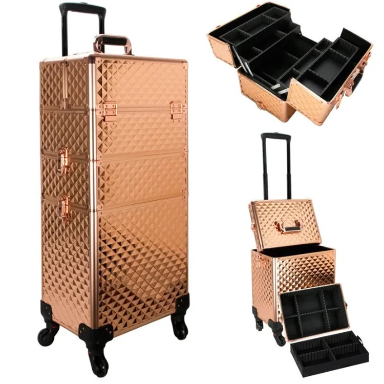Фото Косметичка-чемодан из искусственной кожи с несколькими отделениями, вместительный набор для тату, вышивки и маникюра №3