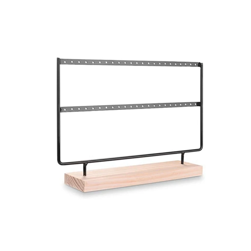 

Earrings Organizer Jewelry Holder Display Wood Stand (2 Layers Black)