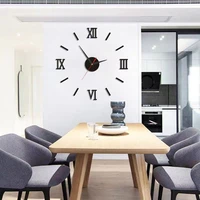 3d wall clock creative diy roman numeral self adhesive hanging quartz needle clocks for home living room office wall decor