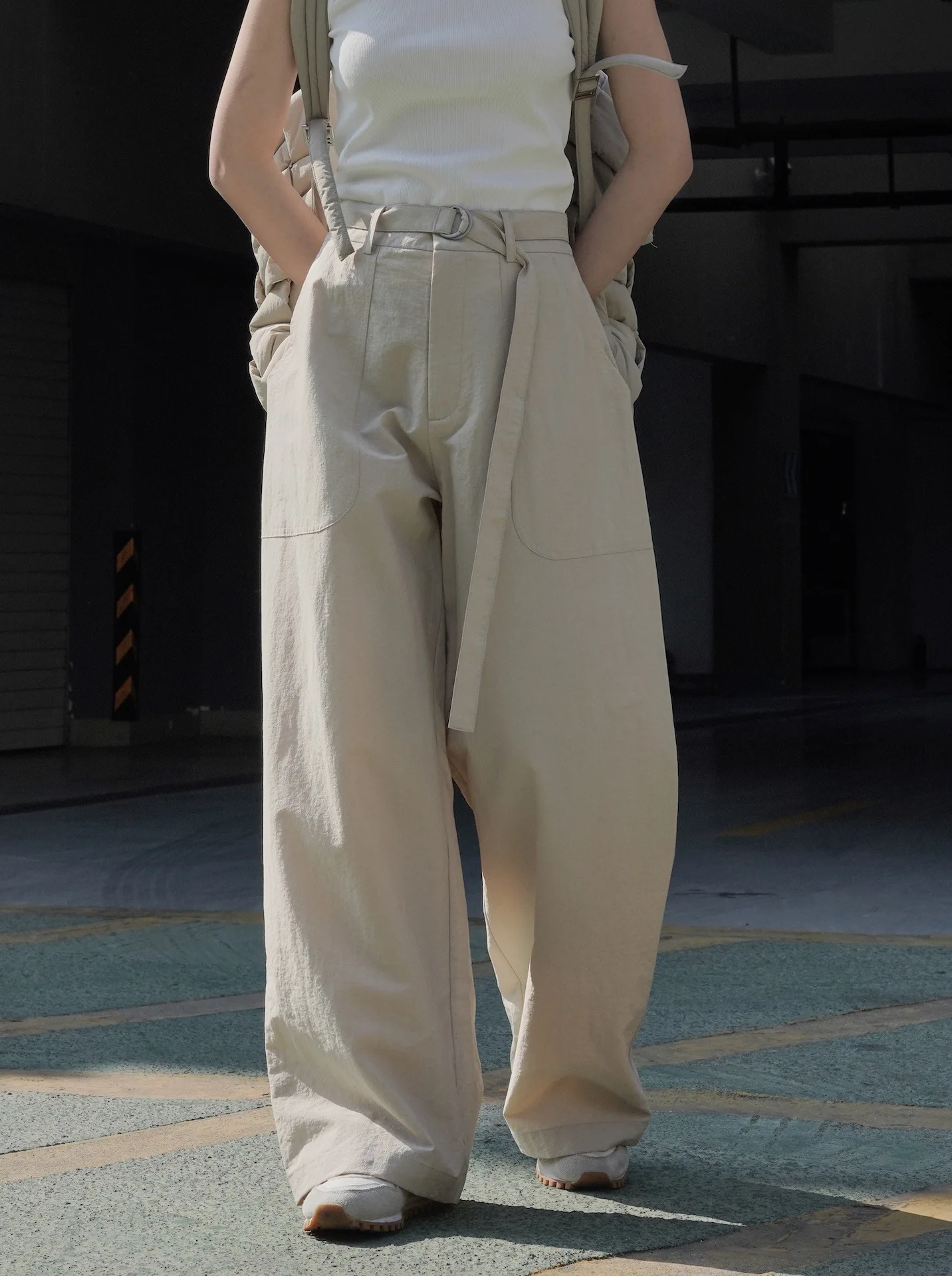 Spring and Summer Women's Casual Solid High Waist Loose Wide Leg Pants