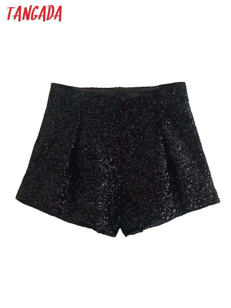 

Tangada 2022 Women Velvet Beading New Year Skirt Shorts Zipper Pockets OL Shorts AB22