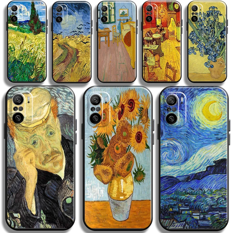 

Van Gogh Oil Painting Starry Sky Phone Case For Xiaomi Redmi K40 K40 Pro K40 Gaming Soft Cases Liquid Silicon Carcasa Shell