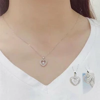 silver necklaces zirconia heart shaped women wedding jewelry pendants cubic