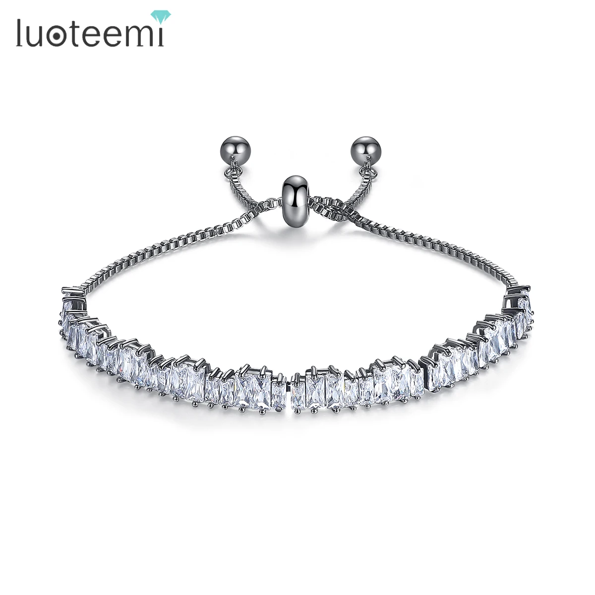 

LUOTEEMI High Quality Multiple Cubic Zirconia Adjustable Bracelets For Women Fashion Bridal Wedding Party Jewelry Friends Gifts