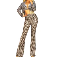 printing houndstooth pants suits womens party dance costume vintage classic costume performance stage suit theatrical costume