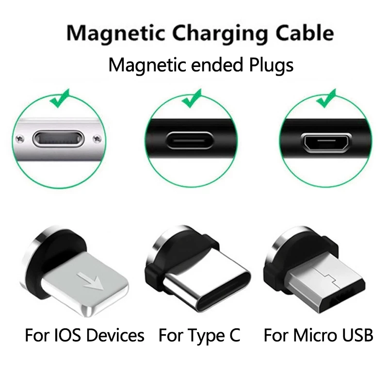 magnetic tips universal for round magnetic cable micro usb type c magnet replacement parts mobile phone dust plug adapter free global shipping