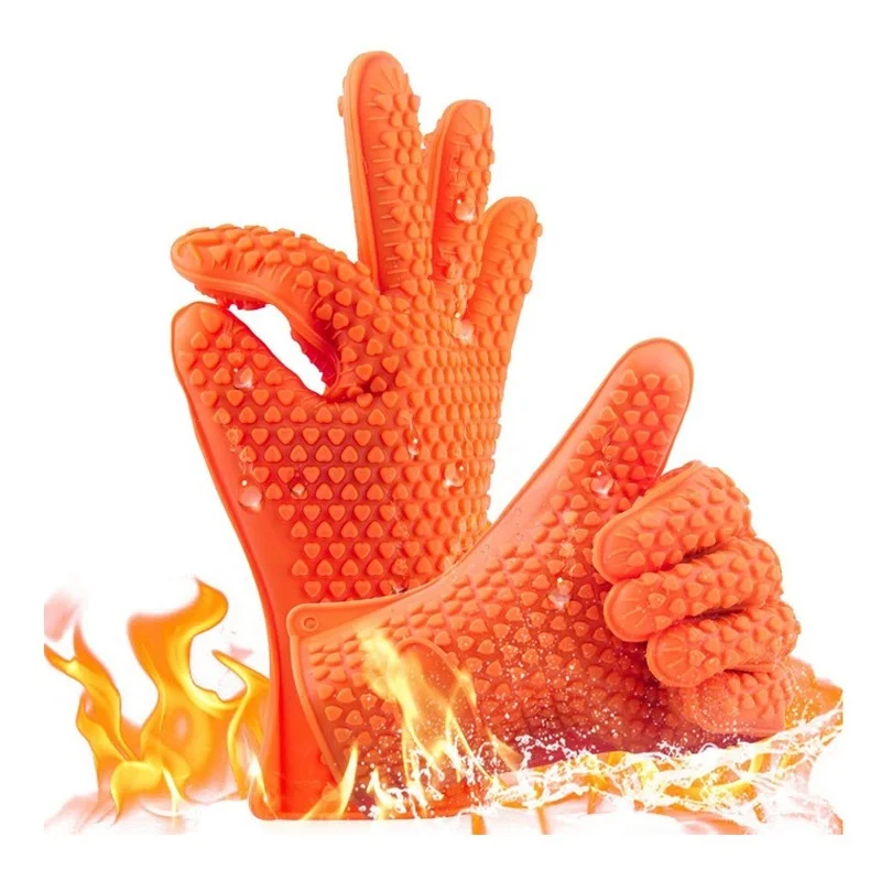 

1pc Heat Resistant Silicone Grill Gloves Food Grade Fire Resistant Grill Kitchen Accessories Microwave Gloves