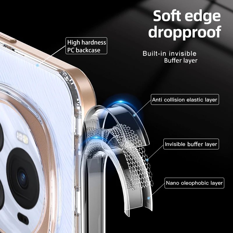 Совместим с прозрачным акриловым чехлом Magsafe для Honor Magic6 Pro/Magic6 прозрачный корпус