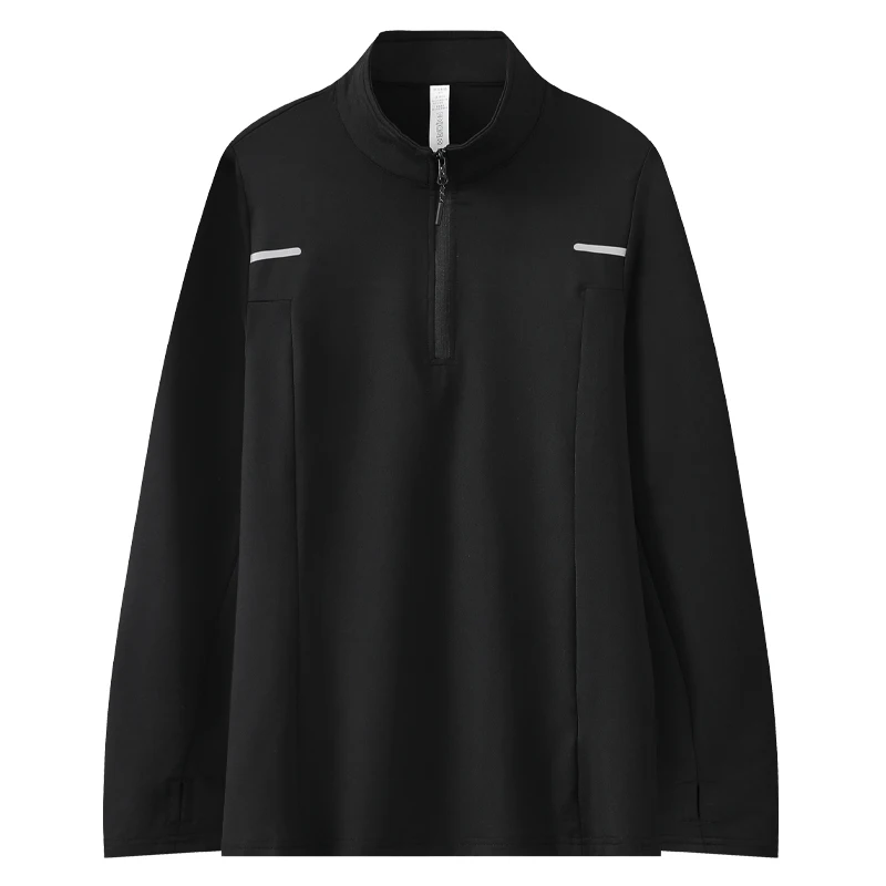 

Long Bodybuilding Training Tee Running Quick Dry Elastic Zipper Fitness Pullover Compression Workout Men Finger Hole Jackets