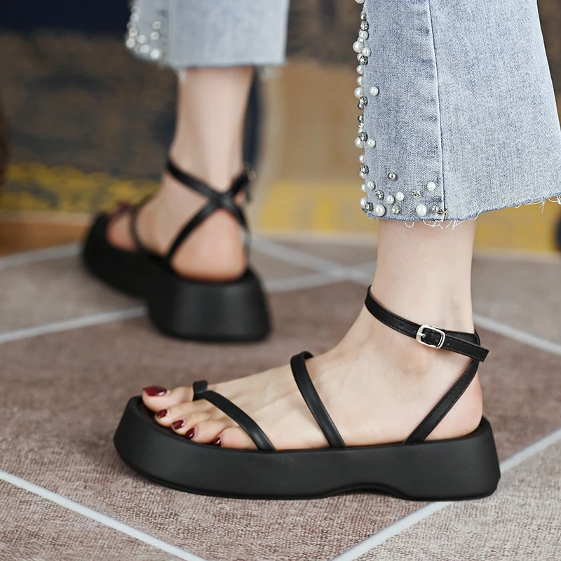 

Clogs Wedge Female Sandal Espadrilles Platform High Heels 2022 Women's Muffins shoe Clear Shoes Buckle Strap Girls Lacquered Hig