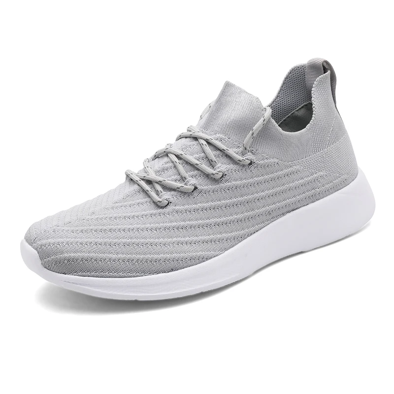 New large size men's fashion flying mesh casual shoes comfortable sports thick sole anti-slip wear-resistant