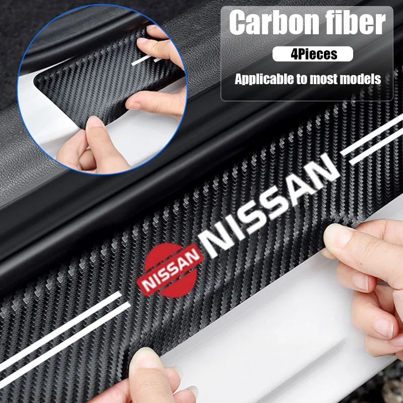 

4Pcs Car Door Sill Door Edge Stickers Protect for Nissan Tiida Leaf 2021 5w40 Xterra 2010 5w30Serena Almera Qashqai Accessories