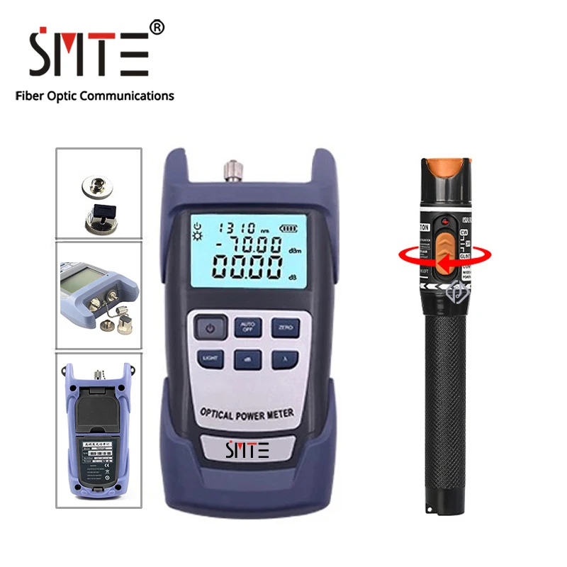 19pcs/set FTTH Fiber Optic Tool Kit with Fiber Cleaver -70~+10dBm Optical Power Meter Visual Fault Locator 10mw