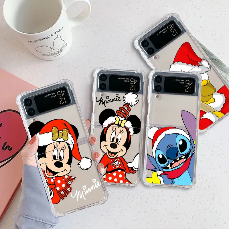 

Luxury Case For Samsung Galaxy Z Flip 3 4 5G Funda Z Flip3 Clear PC Hard Back Phone Coque Cute Mickey Mouse Disney Stitch