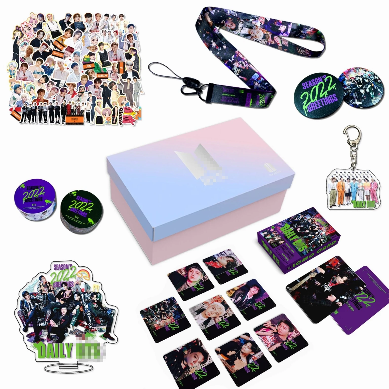 

2022 Kpop SEASON'S GREETINGS peripheral support built-in lomo card sticker keychain for student collection birthday party