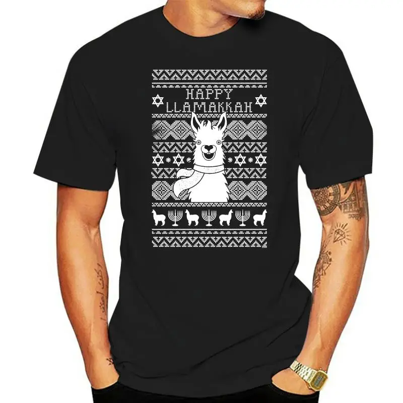 

Happy Llamakkah - Hanukkah Ugly Sweater Dreidel Jewish Mens T-Shirt custom printed tshirt, 2022 fashion t shirt mens tee shirts