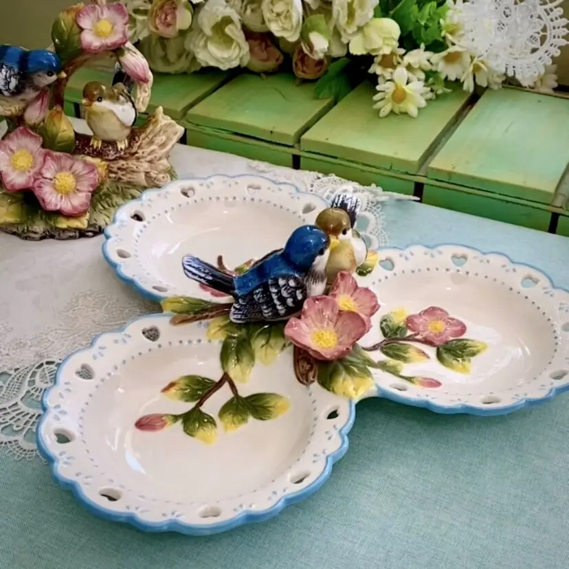 

Bird Lovers Ceramic Dried Fruit Plate Candy Storage Tray Home Decor Kitchen Living Room Fruit Tray Salad Plate Wedding Ornaments