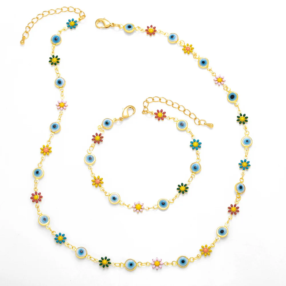 

Andralyn ethnic style colorful flower necklace bracelet female baby daisy choker necklace female pendant jewelry