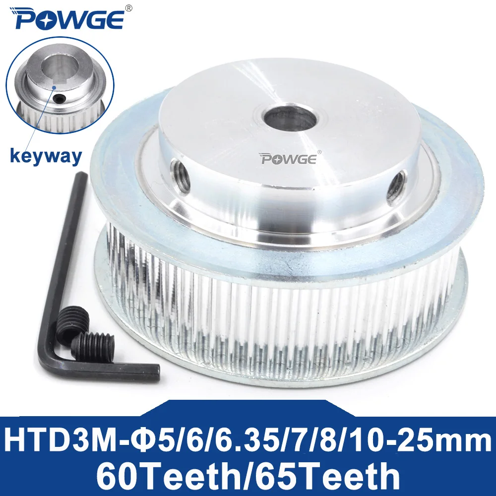 

POWGE 60 65 зубьев HTD 3M Диаметр шкива ГРМ 6/6,35/7/8/10/12/14/15/16/18/19/20/22/24/25 мм для ремня HTD3M ширина 6/10/15 мм 60T 65T