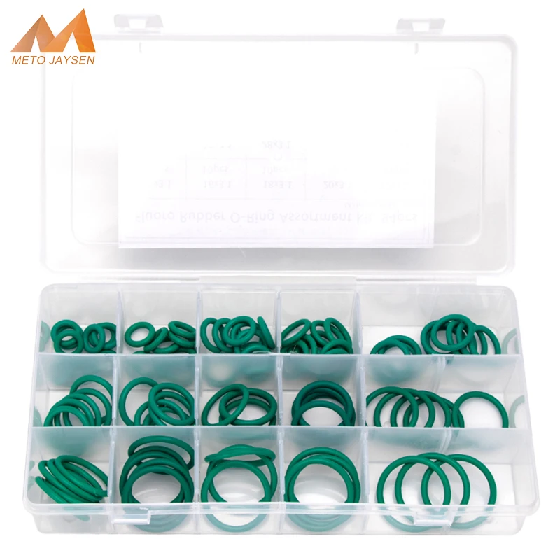 94PCS/box Fluorine Rubber FKM High Pressure Sealing O-rings Green Seal Gasket Replacements Kit 15 Big Sizes OD 15mm-35mm CS1mm