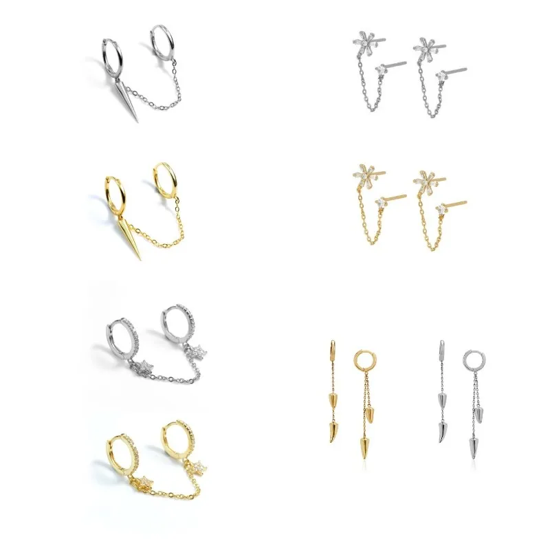 Женские серьги-кольца в стиле панк-рок двойные конические Серьги-подвески на