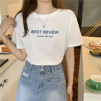 simple letter printed t shirt womens 2022 new white short sleeve t shirt design sense casual pullover ladies top
