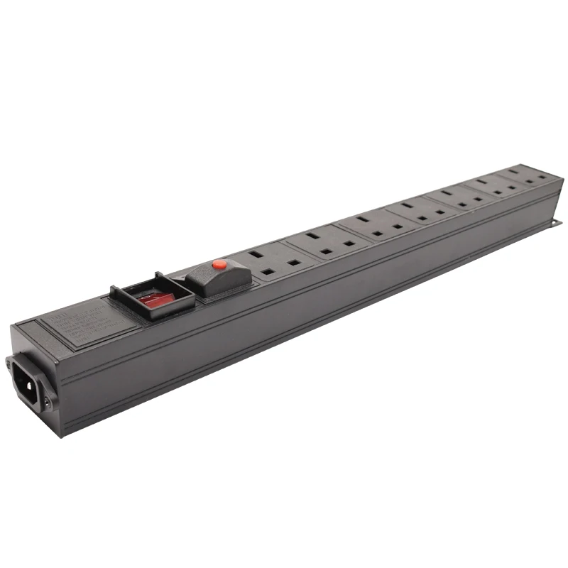 

C14 Input PDU Metal Power Strip 3Pin UK Socket 7AC with Overload Protection 3500W Power Outlet Extension