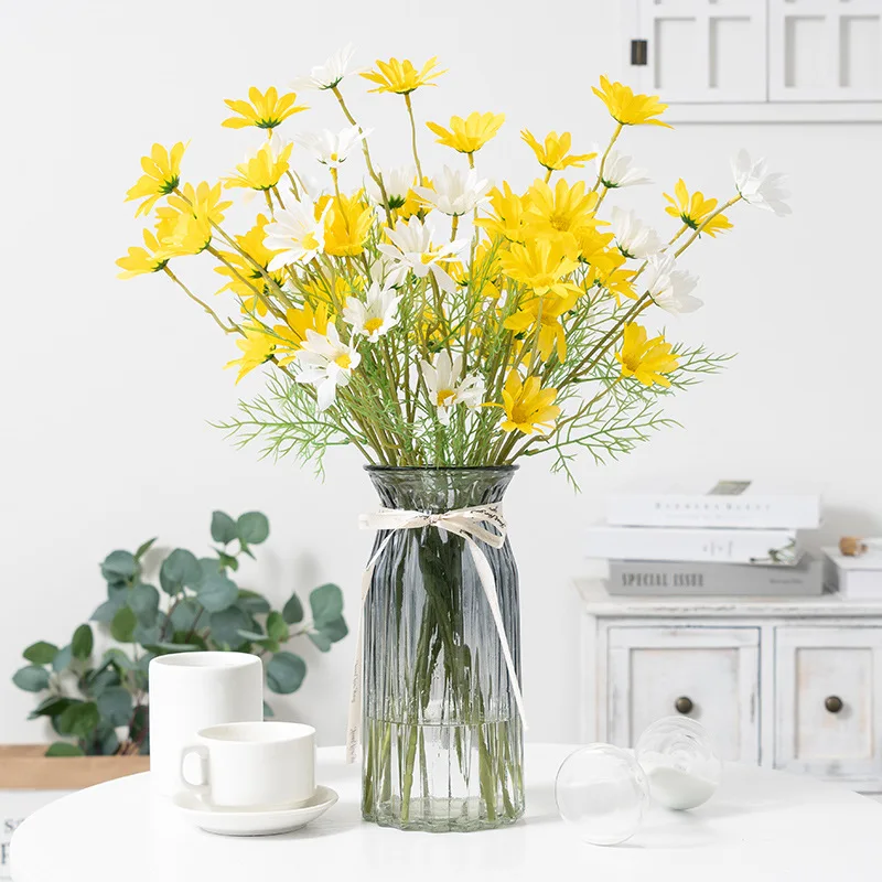 

1/5pcs Artificial Daisy Simulation Chamomile Fake Flower Plastic Bouquet For Wedding Decoration Party Supplies Home Vase Decor