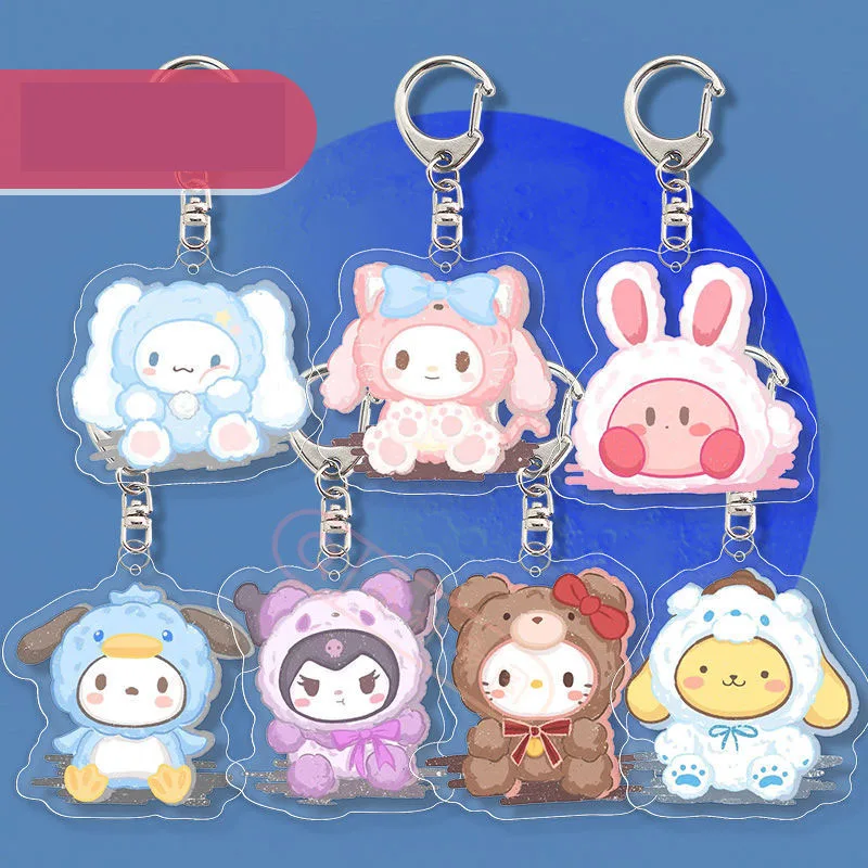 

Милая кавайная Sanrio Cinnamoroll Mymelody Kuromi Милая мультяшная девушка сердце акриловый брелок аниме плюшевая кула сумка кулон подарки игрушки