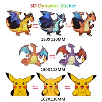 new 3d dynamic biconvex holographic deformation charizard sticker action pattern pokemon series waterproof car decoration gift