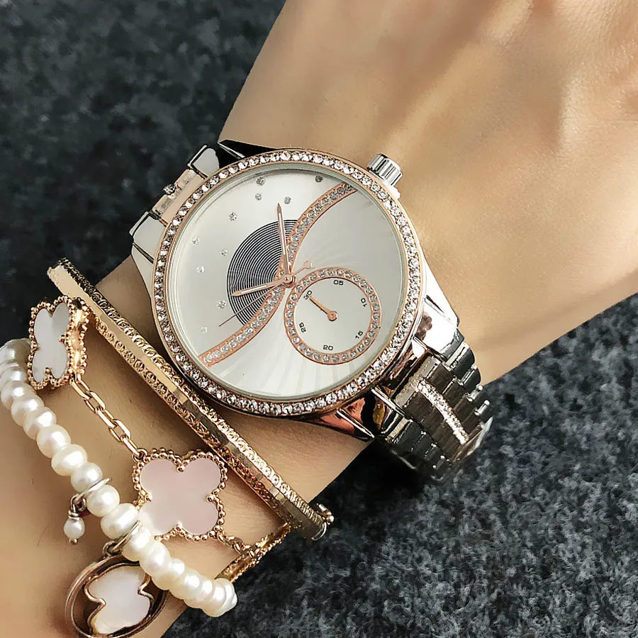 Brand Wrist Watches Women Girl Ladies Crystal Style Quartz Casual Steel Metal Band Clock m75