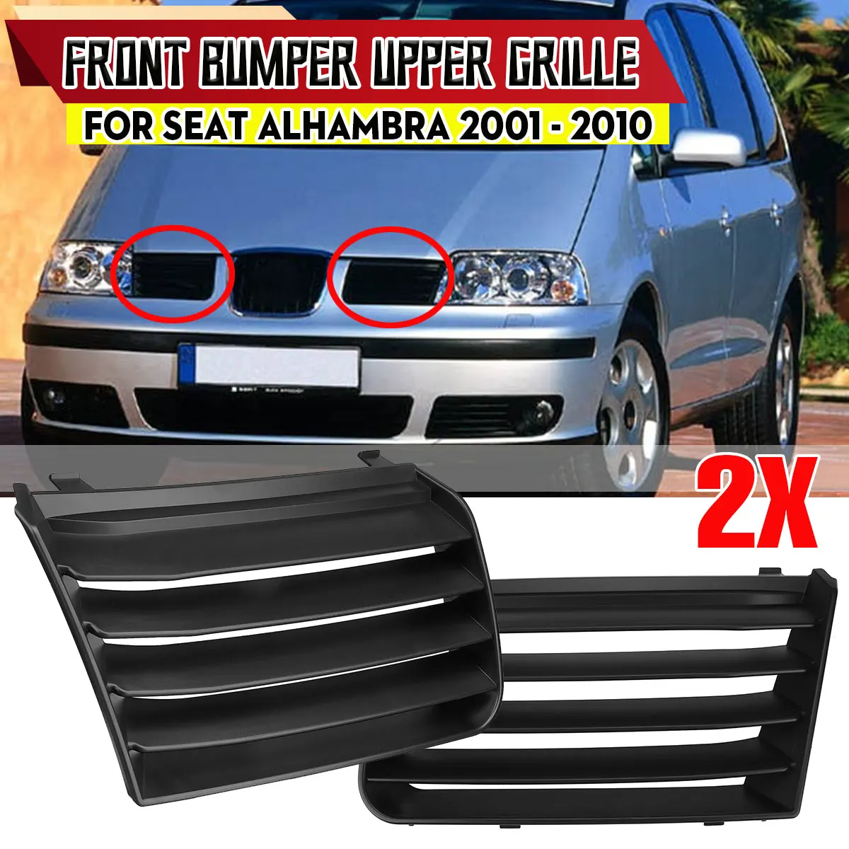 1/2 Pz Paraurti Anteriore Griglia Laterale Griglia Per Seat Alhambra 7M 2001-2010 Griglia Superiore Anteriore Racing Grills Muslimah