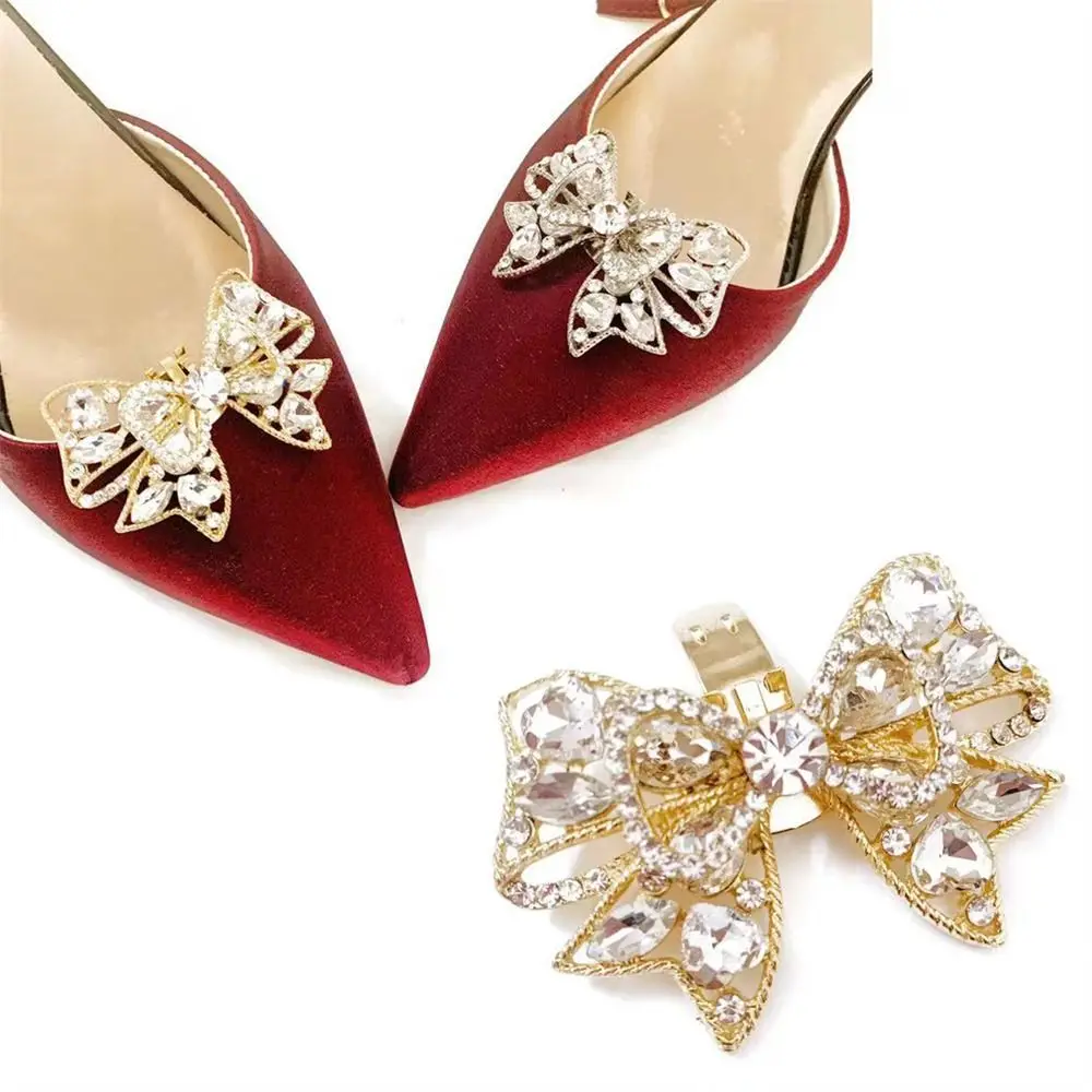 

1PC Removable Lady Bowknot Shoe Clips Wedding Bride Shoes Decoration Women High Heel Charms Rhinestones Crystal Shoes Decoration