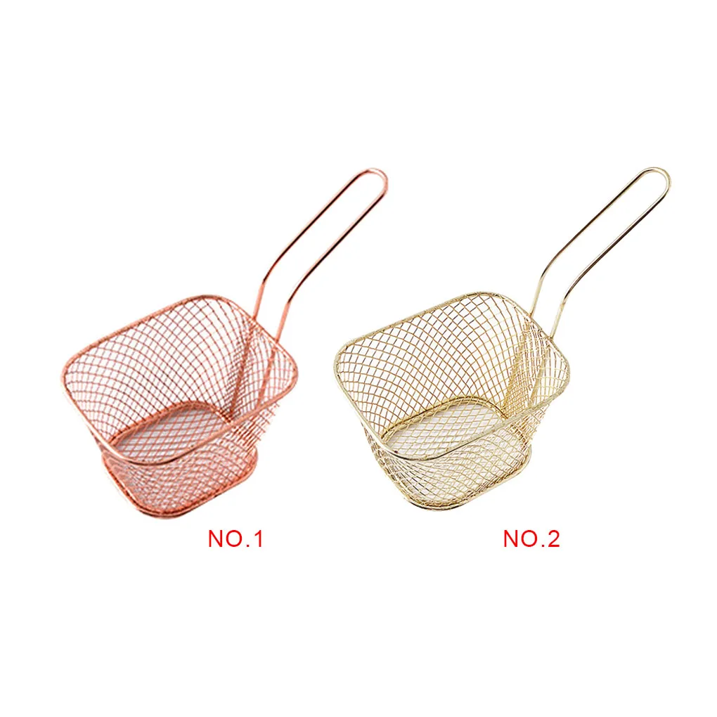 

Frying Basket Snack Fries Chips Chicken Colander Baskets Straining Storage Container Accessory for Restaurant Gold