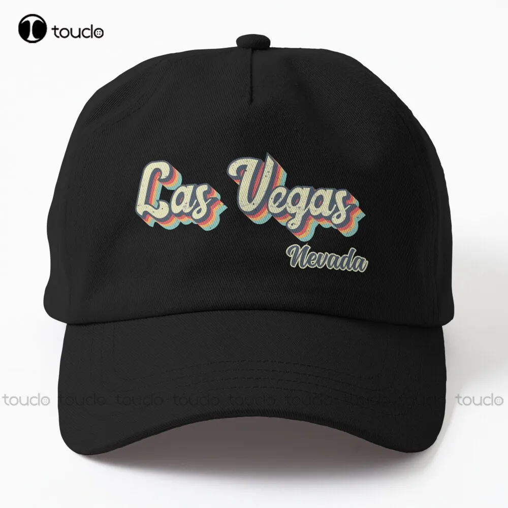

Las Vegas city Nevada Retro Vintage 70s rainbow Dad Hat pink hats for women Personalized Custom Unisex Adult Teen Youth Unisex