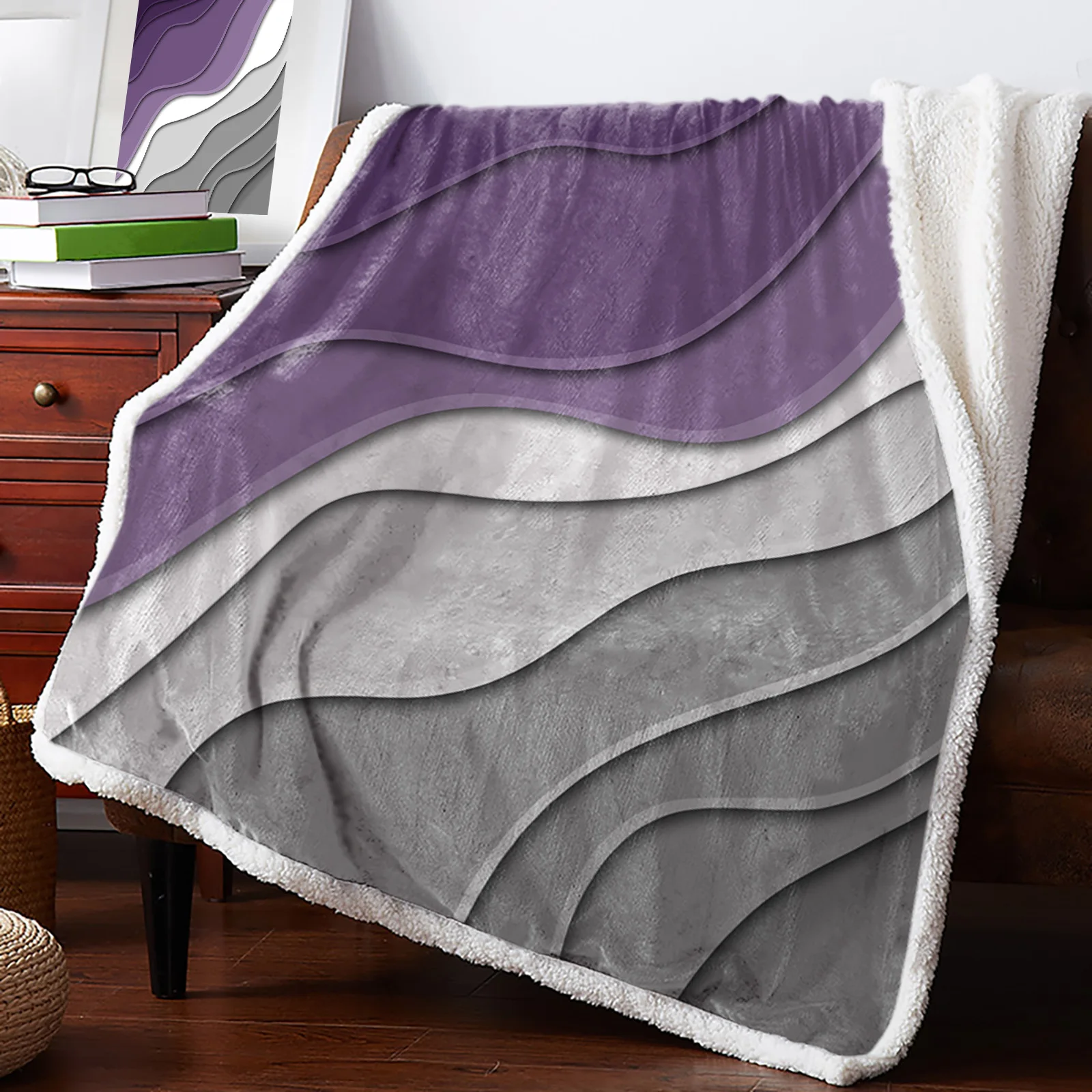 

Orange Grey Gradient Geometric Blanket for Kids Room Sofa Soft Bedspreads Travel Camping Fleece Blanket Abstract Cashmere