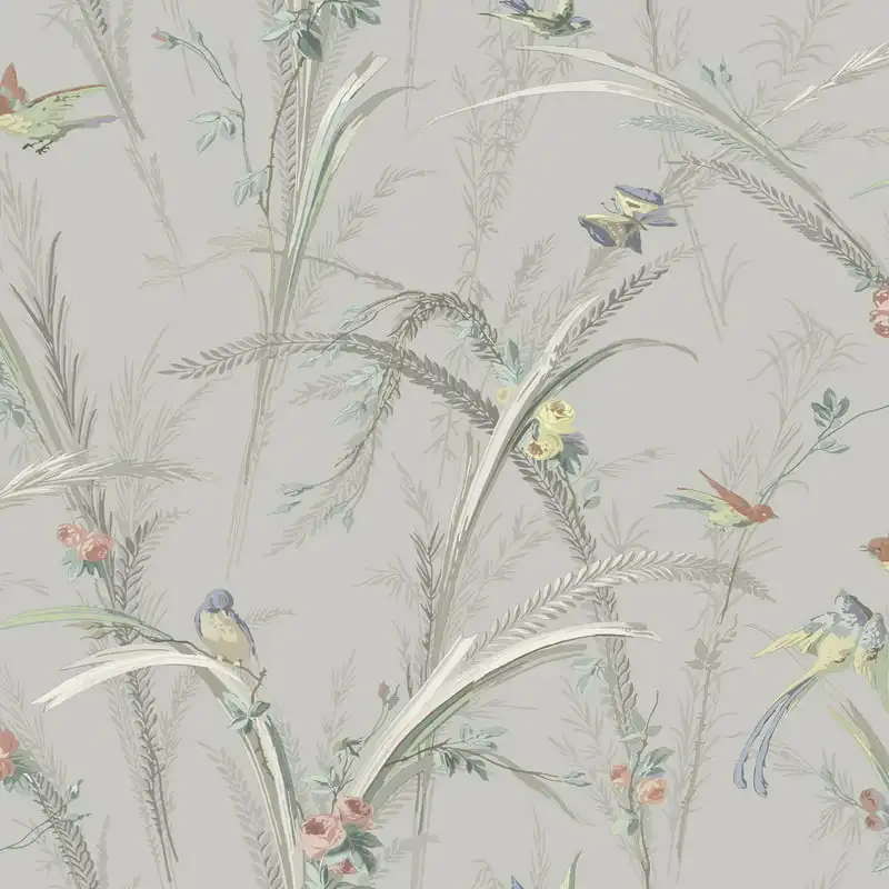 

Meadowlark Grey Botanical Wallpaper 56.4 sq. ft.