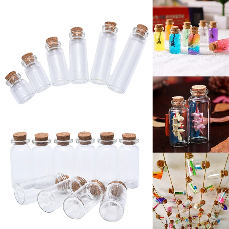 

10PCS Mini Glass Bottles with Cork Stopper Clear Bottle Vial Wedding Decoration