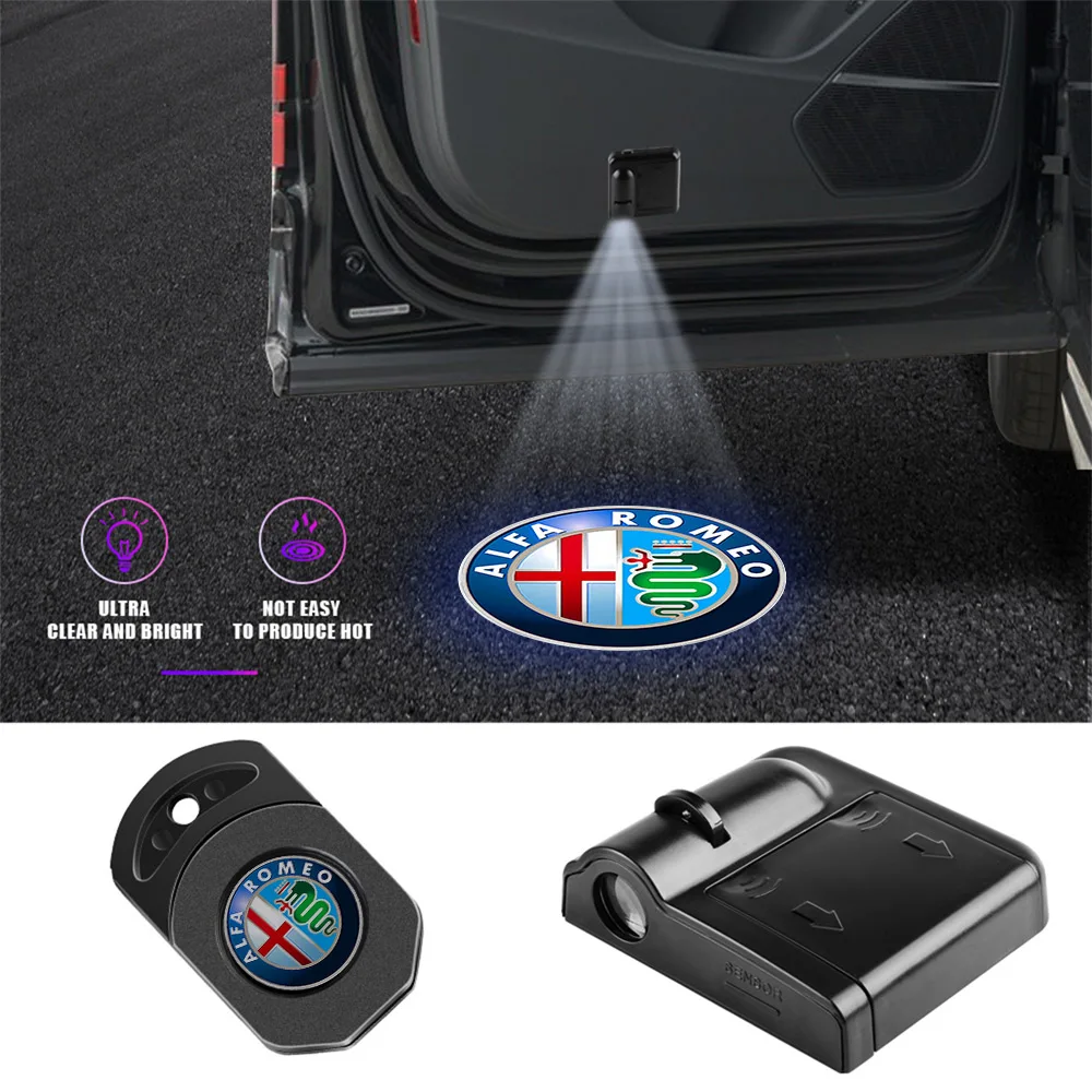 

1pcs LED Car Door Emblem Light Welcome Lamp Wireless Laser Projector Auto Decoration For Alfa Romeo 147 giulia stelvio giulietta